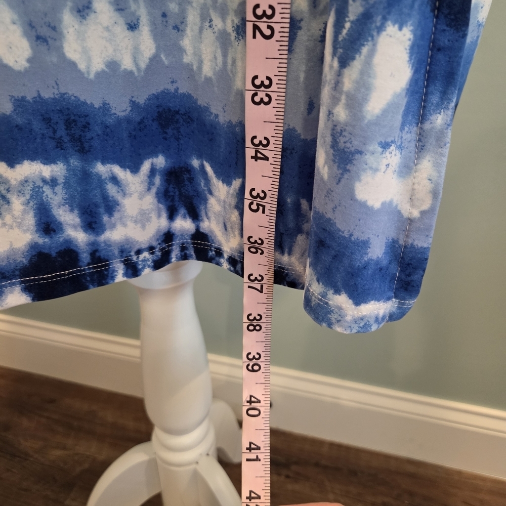 Terra & Sky Blue Tie-dye Patterned Maxi Skirt Elastic Waist Size 2X - Picture 8 of 11